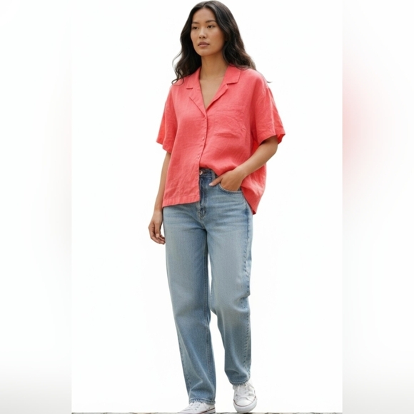 a new day Tops - NWT A NEW DAY Coral Button-Up Blouse.Size XXL, 55% Linen